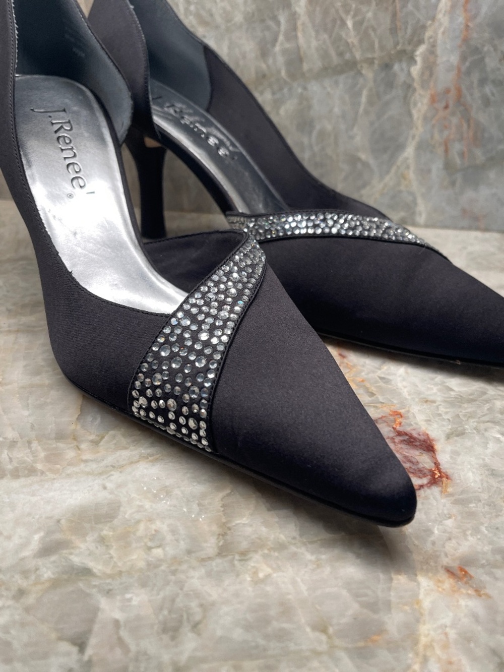 J Renee Rhinestone Black Pump Size 10.5